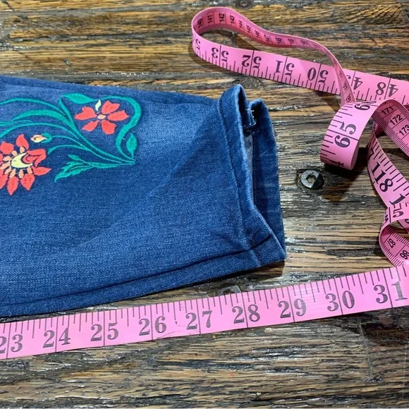 Vintage America Blue Jeans Embroidered Embroidery Floral Bestie Skinny 14 - Picture 14 of 16